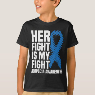 Haar gevecht is mijn gevecht blauw lint Alopecia A T-shirt