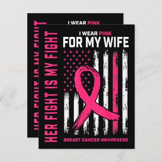 Haar gevecht is mijn gevecht dat ik een roze vrouw informatiekaartje (Voorkant / Achterkant)