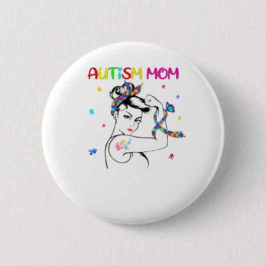 haar gevecht is mijn gevecht om autisme moeder ronde button 5,7 cm (Voorkant)