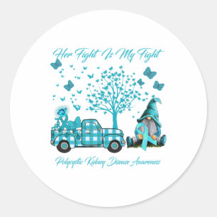 Haar gevecht is mijn gevecht polycysteuze nierziek ronde sticker
