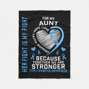 Haar gevecht is mijn gevecht Tante type 1 diabetes Fleece Deken