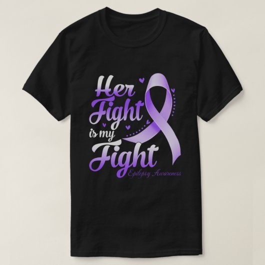 Haar gevecht is mijn gevierde EPILEPSY-BEWUSTMAAND T-shirt (Design voorkant)
