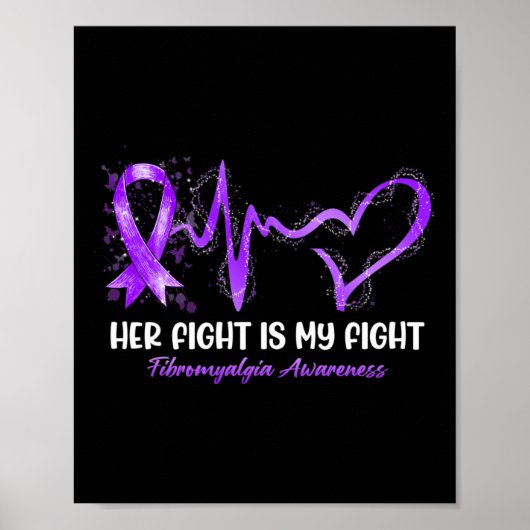 Haar gevecht is mijn strijd hartslag fibromyalgie poster (Voorkant)