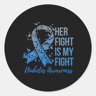 Haar gevecht is mijn strijder type 1 of 2 diabetes ronde sticker