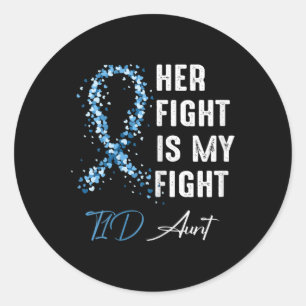 Haar gevecht is mijn T1D tante Type 1 diabetes Awa Ronde Sticker