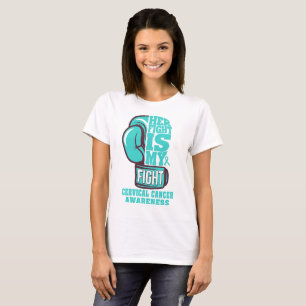 Haar gevecht is mijn vechtbokshandschoen tegen baa t-shirt