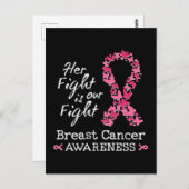 Haar gevecht is ons gevecht Borstkanker bewustzijn Briefkaart (Voorkant / Achterkant)