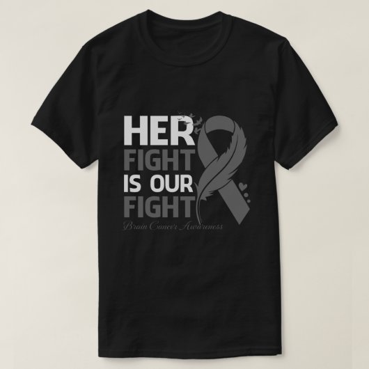 Haar gevecht is onze 'Fight BRAIN CANCER BEWUST' R T-shirt (Design voorkant)