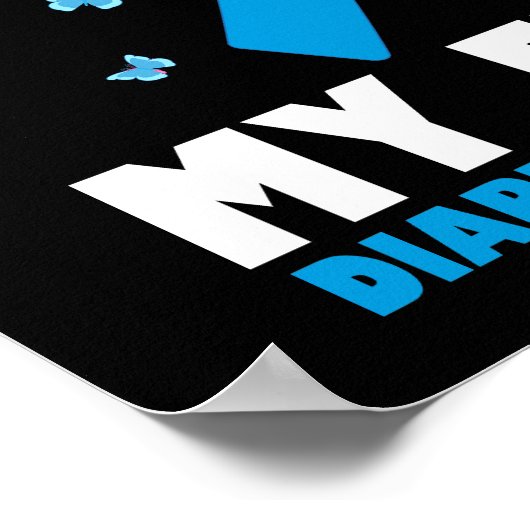 Haar gevecht tegen diabetes bewustzijn T1D-lint Poster (Hoek)