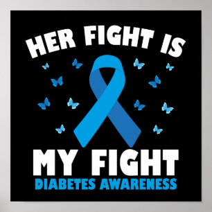 Haar gevecht tegen diabetes bewustzijn T1D-lint Poster