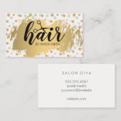 HAAR/Goud Geborsteld/Goud Polka Dot Patroon Visitekaartje (Voorkant / Achterkant)
