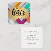 HAAR / Goud Geborsteld / Moderne Kleurrijke Strepe Vierkante Visitekaartje (Voorkant / Achterkant)