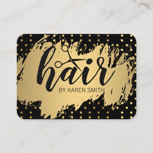 HAAR / Goud geborsteld / Polka Dots Visitekaartje (Voorkant)