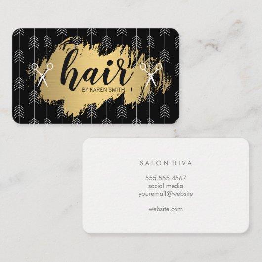 HAAR / Goudborstel en pijlen Visitekaartje (Voorkant / Achterkant)