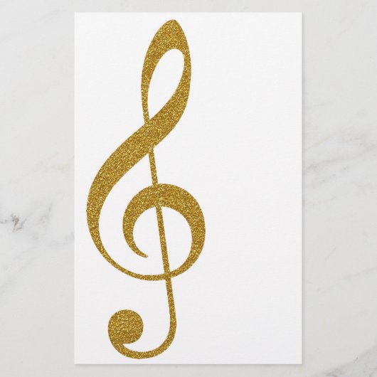 haar gouden treble slim musical note briefpapier (Voorkant)