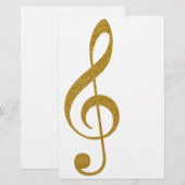 haar gouden treble slim musical note briefpapier (Voorkant / Achterkant)
