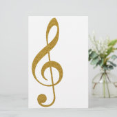 haar gouden treble slim musical note briefpapier (Staand voorkant)