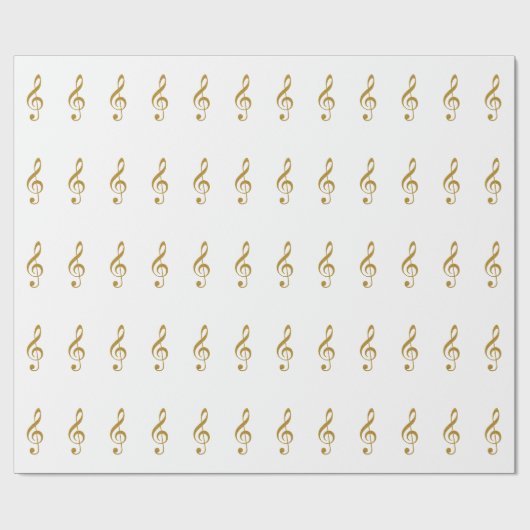 haar gouden treble slim musical note cadeaupapier (Vlak)