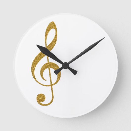 haar gouden treble slim musical note ronde klok (Voorkant)