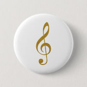 haar goudkleurige muzieknoot ronde button 5,7 cm (Voorkant)