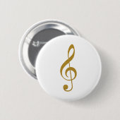 haar goudkleurige muzieknoot ronde button 5,7 cm (Voorkant /achterkant)