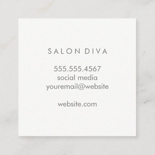 HAAR/goudpenseel (Glamour) Vierkante Visitekaartje (Achterkant)