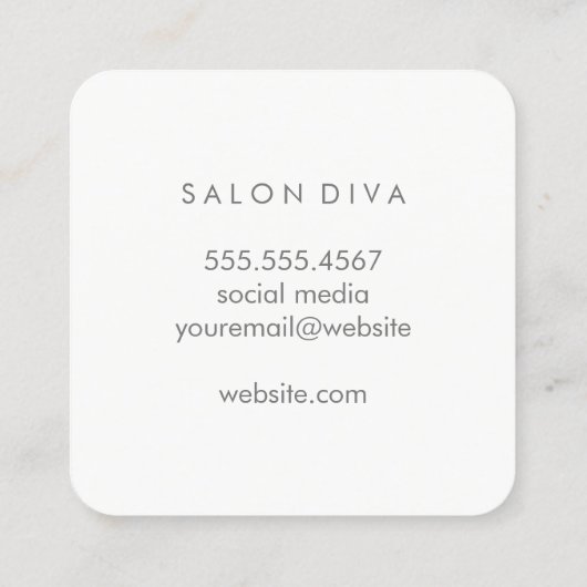 HAAR/goudpenseel (Glamour) Vierkante Visitekaartje (Achterkant)