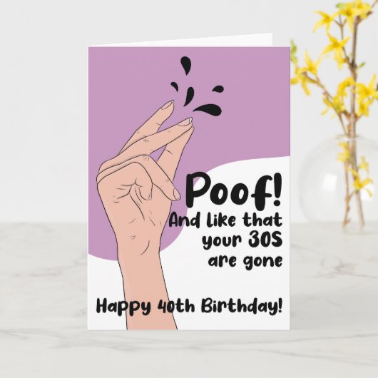 Haar grappige Humor Poof 40 jaar oude Birthday Kaa Kaart (Gele Bloem)