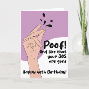 Haar grappige Humor Poof 40 jaar oude Birthday Kaa Kaart