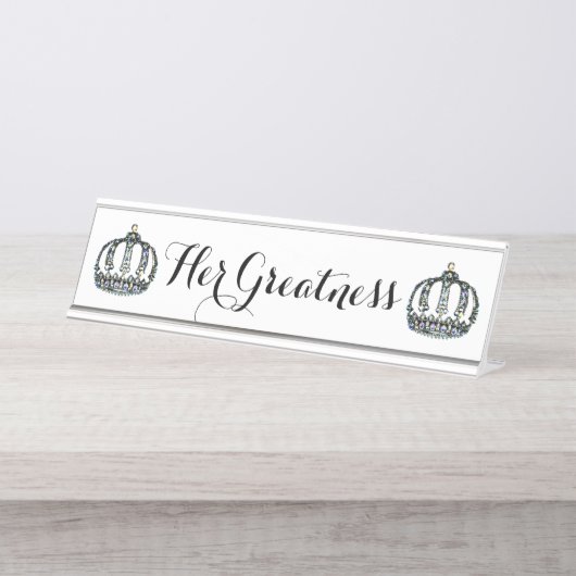 "Haar grootsheid" Bureau Naambordje (Voorkant)