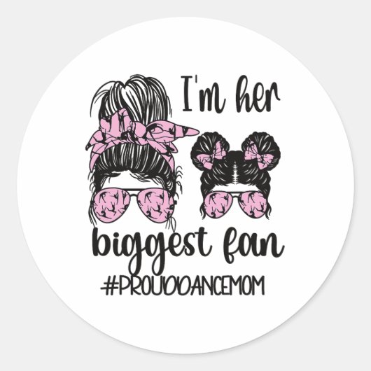 Haar grootste fan danst moeder van dansende moeder ronde sticker (Voorkant)