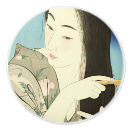 Haar haar haar haar (mooie Aziatische vrouw) (Koto Keramische Knop