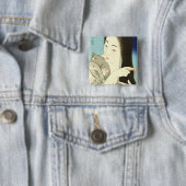 Haar haar haar haar (mooie Aziatische vrouw) (Koto Vierkante Button 5,1 Cm (In situ)