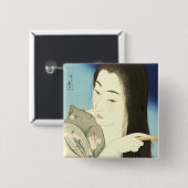 Haar haar haar haar (mooie Aziatische vrouw) (Koto Vierkante Button 5,1 Cm (Voorkant /achterkant)