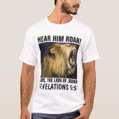 HAAR HEM ROAR! JESUS, LION OF JUDAH T-Shirts (Voorkant)
