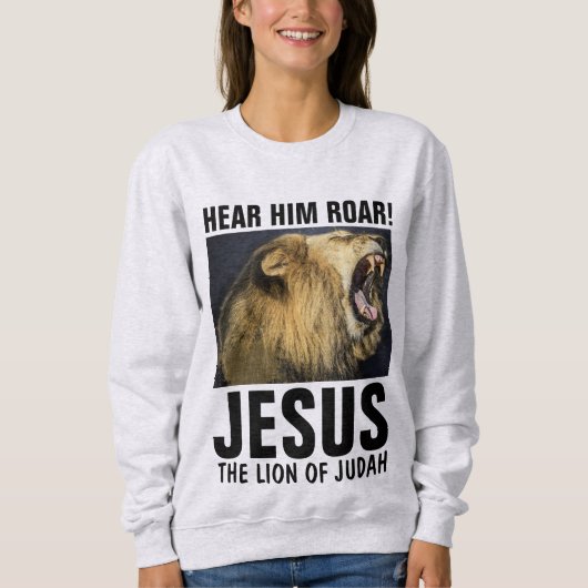 HAAR HEM ROAR! JESUS, LION OF JUDAH T-Shirts (Voorkant)