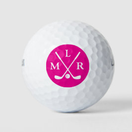 Haar hete roze moderne monogram markering golfballen