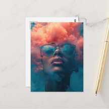 Haar hoofd in de roze wolken Surrealistische kunst