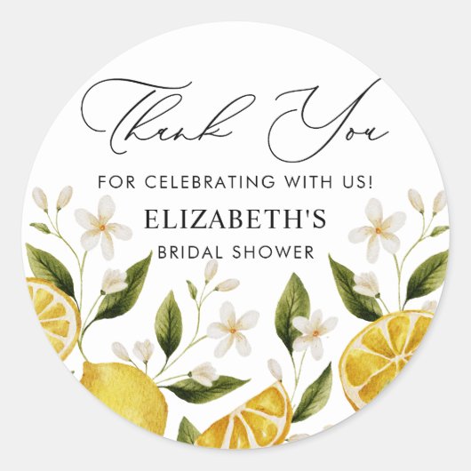 Haar hoofd squeeze gele citrus bruiloft ronde sticker (Voorkant)
