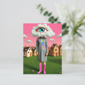 Haar hoofd was in de surrealistische wolken briefkaart (Staand voorkant)