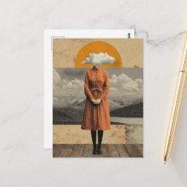 Haar hoofd zat in de wolken Surrealistische kunst Briefkaart