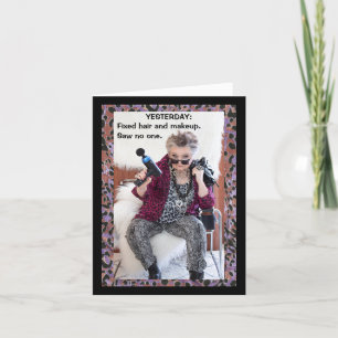 Haar in make-up...grappige kaart