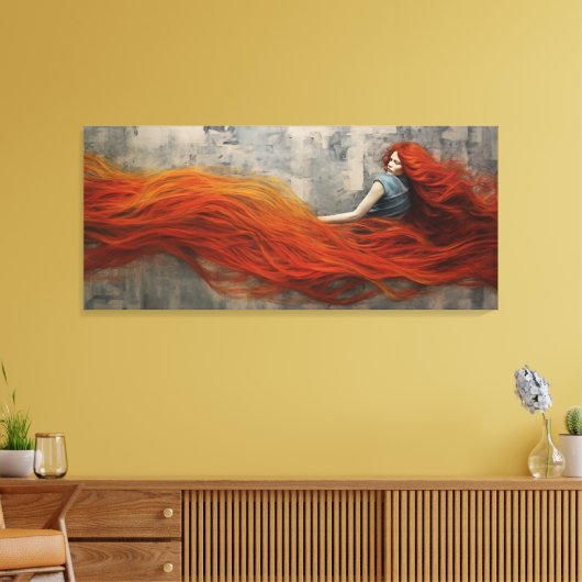 Haar in Waves schilderen Canvas Afdruk (Insitu (Woonkamer))