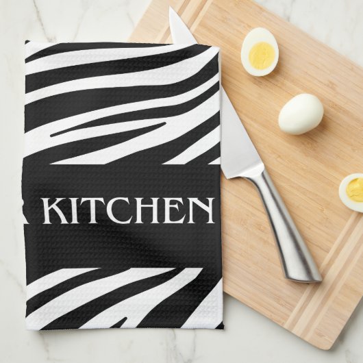 Haar Keuken Zebra Print Monogram Handdoek (Quarter Fold)