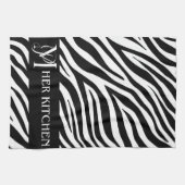 Haar Keuken Zebra Print Monogram Handdoek (Horizontaal)
