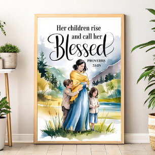 Haar kinderen laten Christelijke vrouwen muurkunst Poster
