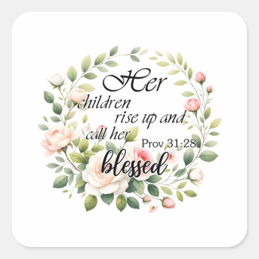 Haar kinderen staan op en bellen haar moeder vierkante sticker (Voorkant)