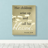 Haar kinderen staan op en noemen haar gezegend can canvas afdruk (Insitu (Houten vloer))