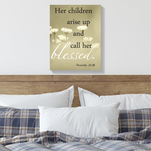 Haar kinderen staan op en noemen haar gezegend can canvas afdruk (Insitu (Slaapkamer))