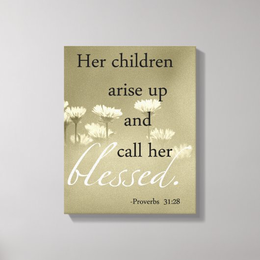 Haar kinderen staan op en noemen haar gezegend can canvas afdruk (Voorkant)
